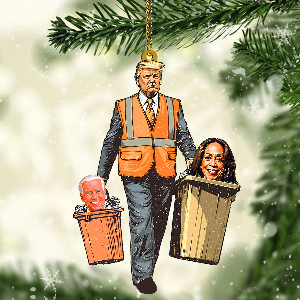 Time To Take Out The Garbage Trump 47 Ornament Shape Anti Kamala Christmas Tree Decor