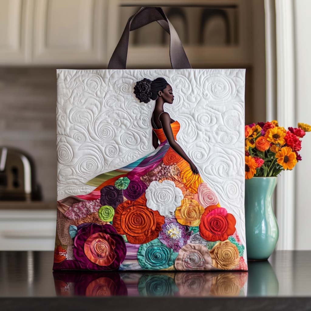 Timeless Black Lady Quilted Tote Bag Melanin Black History Gifts For Ladies