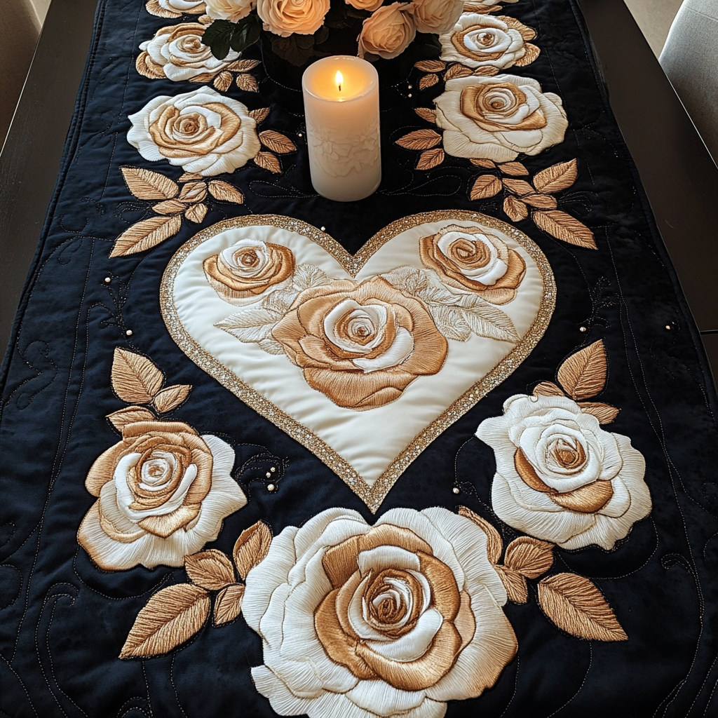 Timeless Bloom Quilted Table Runner Dining Room Decor Gifts For The Flower Lover