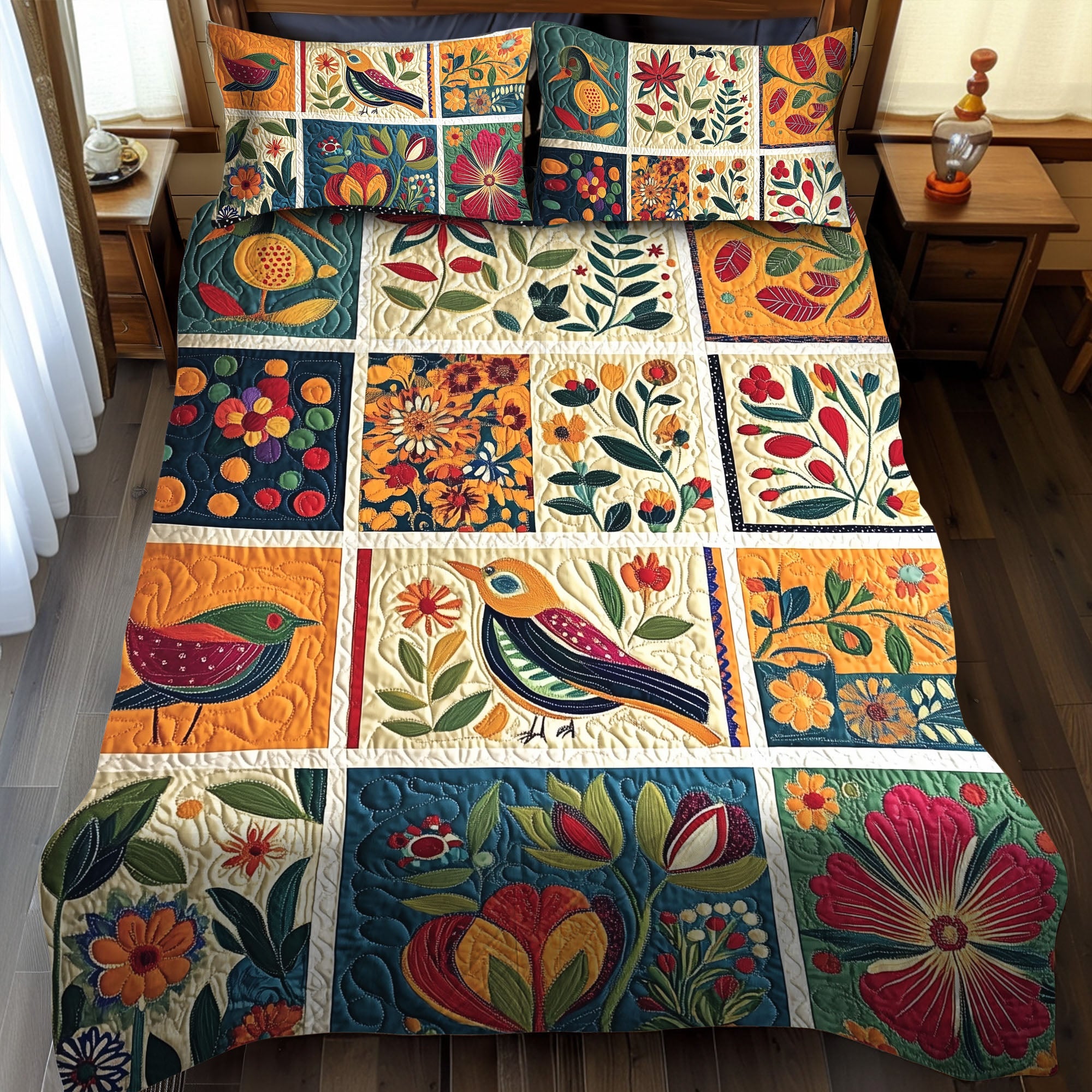 Timeless Blooms Quilted Bedding Set Holiday Duvet Cover Set Gifts For Flower Enthusiasts