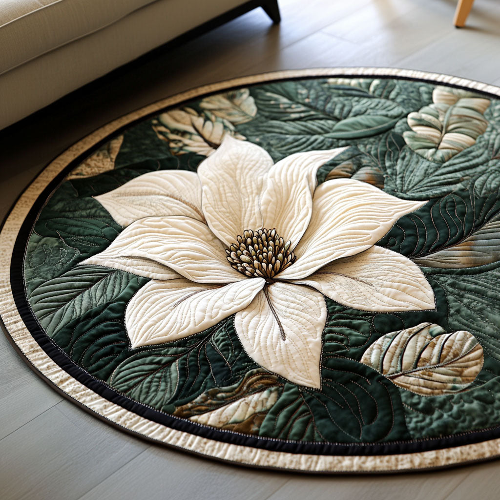 Timeless Blossom Quilted Round Mat Outdoor Entryway Decor Gifts For The Flower Lover
