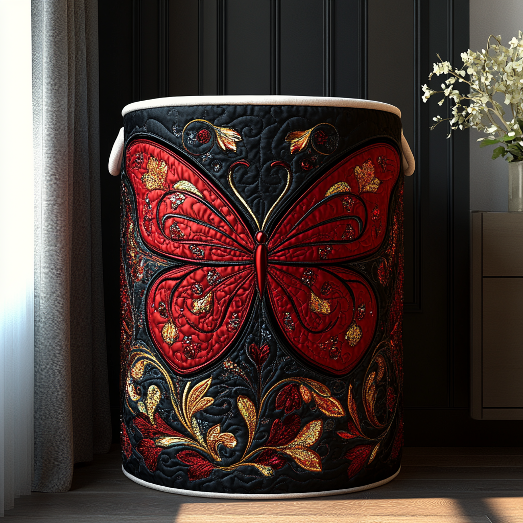 Timeless Butterfly Quilted Laundry Basket Premium Quilted Laundry Bin Gift for Every Household