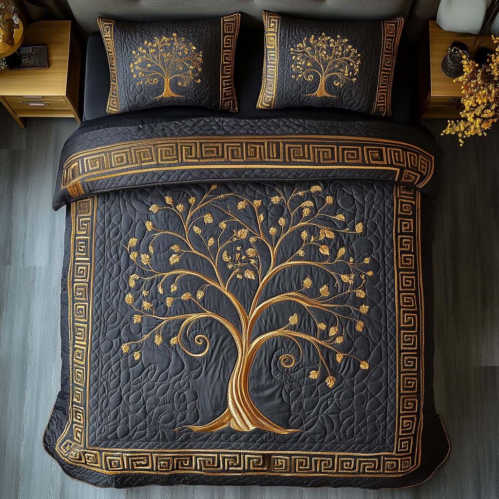 Timeless Canopy Quilted Bedding Set Bed Room Decoration Tree Of Life Christmas Gifts