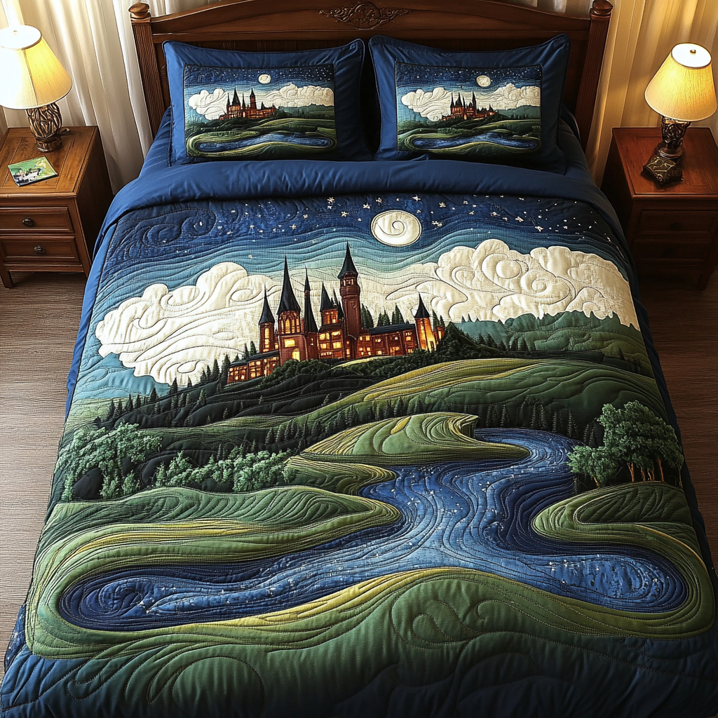 Timeless Castle Quilted Bedding Set Christmas Duvet Cover Cute Castle Gifts