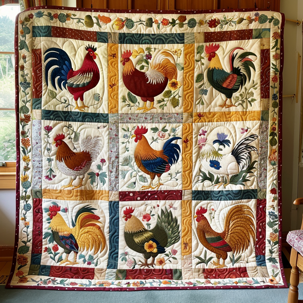 Timeless Clucker Quilted Blanket Chicken Lover Presents
