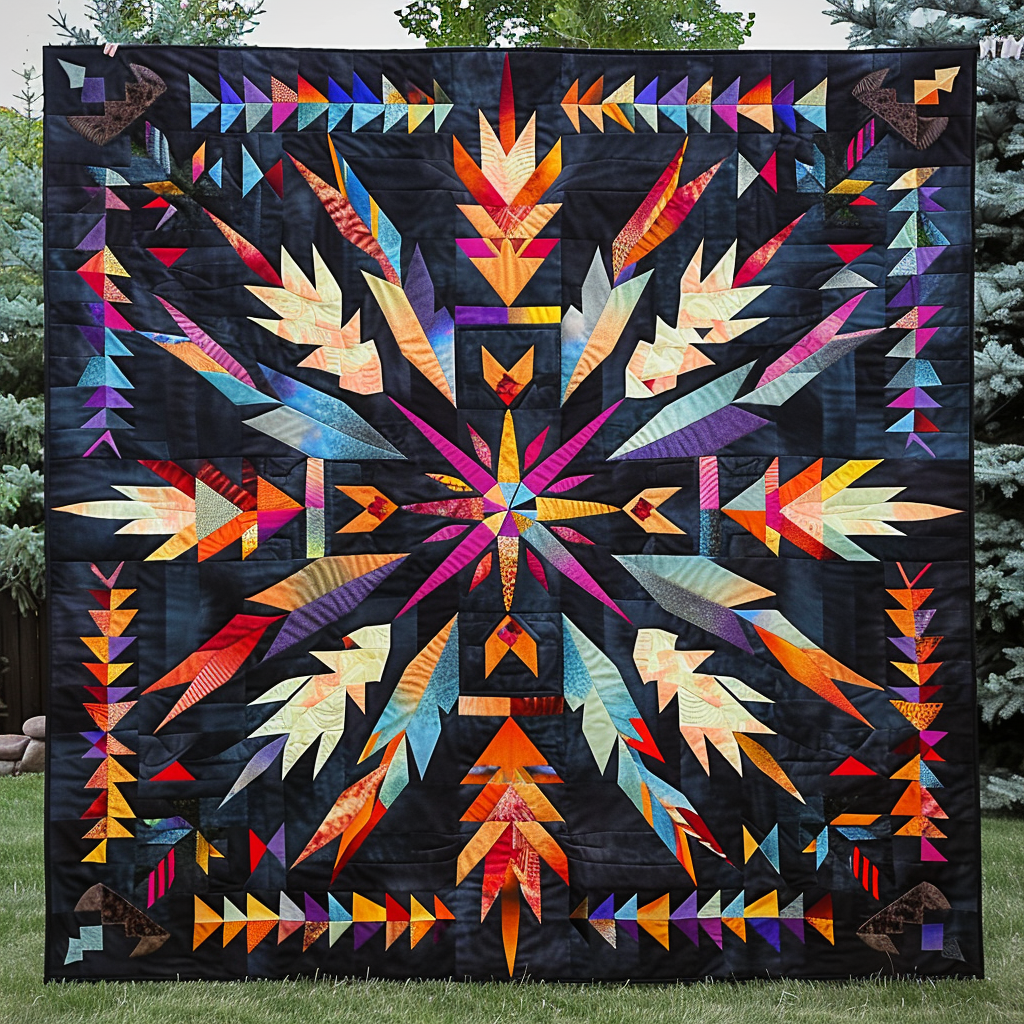 Timeless Feather Quilted Blanket Native American Indian Gifts