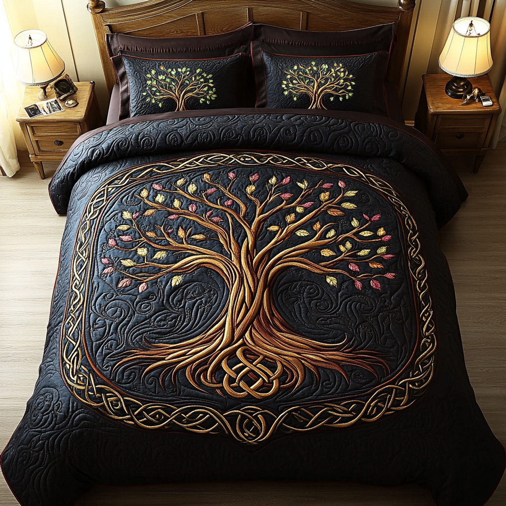 Timeless Growth Quilted Bedding Set King Bedspread Gifts For Boyfriends Parents