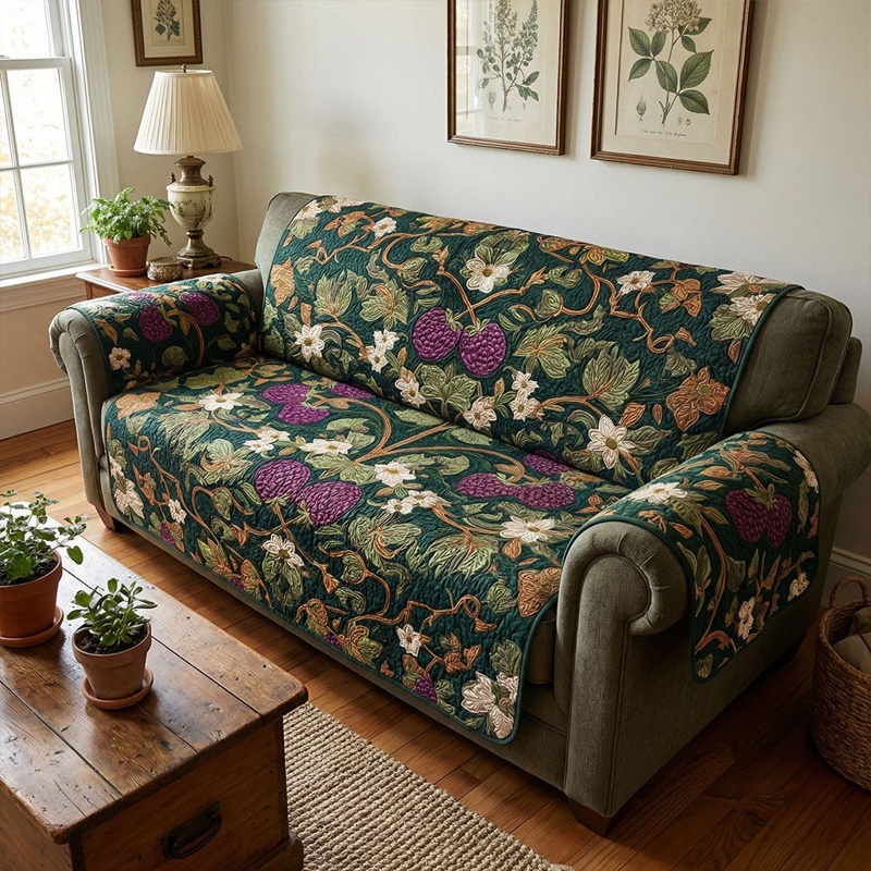 Timeless Harmony Quilted Sofa Cover Floral Elegant Furniture Decor Gift For Home Lovers