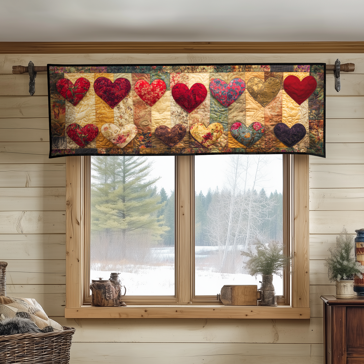 Timeless Hearts Quilted Valance House Decor Items Cool Gifts For Christmas Holiday
