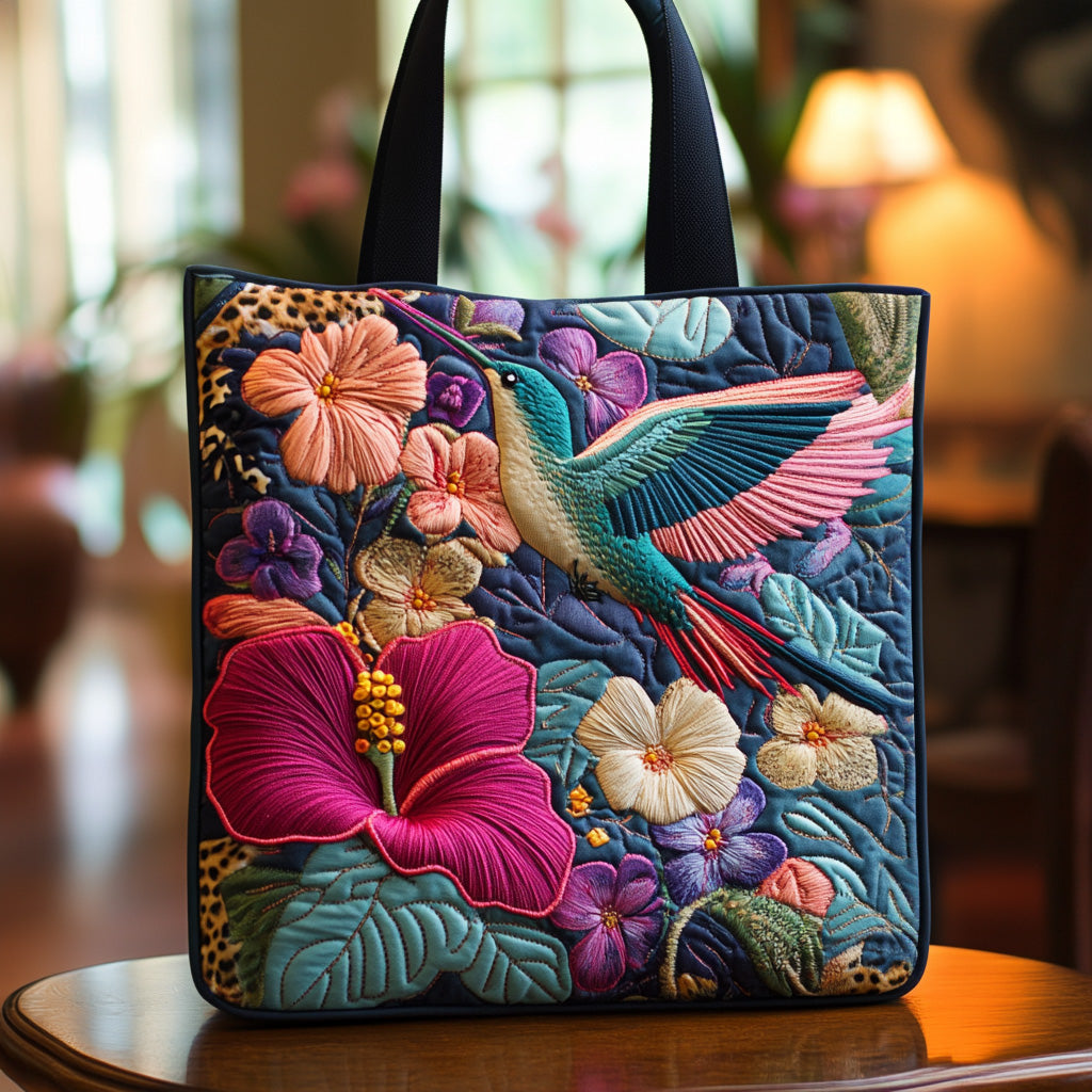 Timeless Hummingbird Quilted Tote Bag Cool Hummingbird Gifts