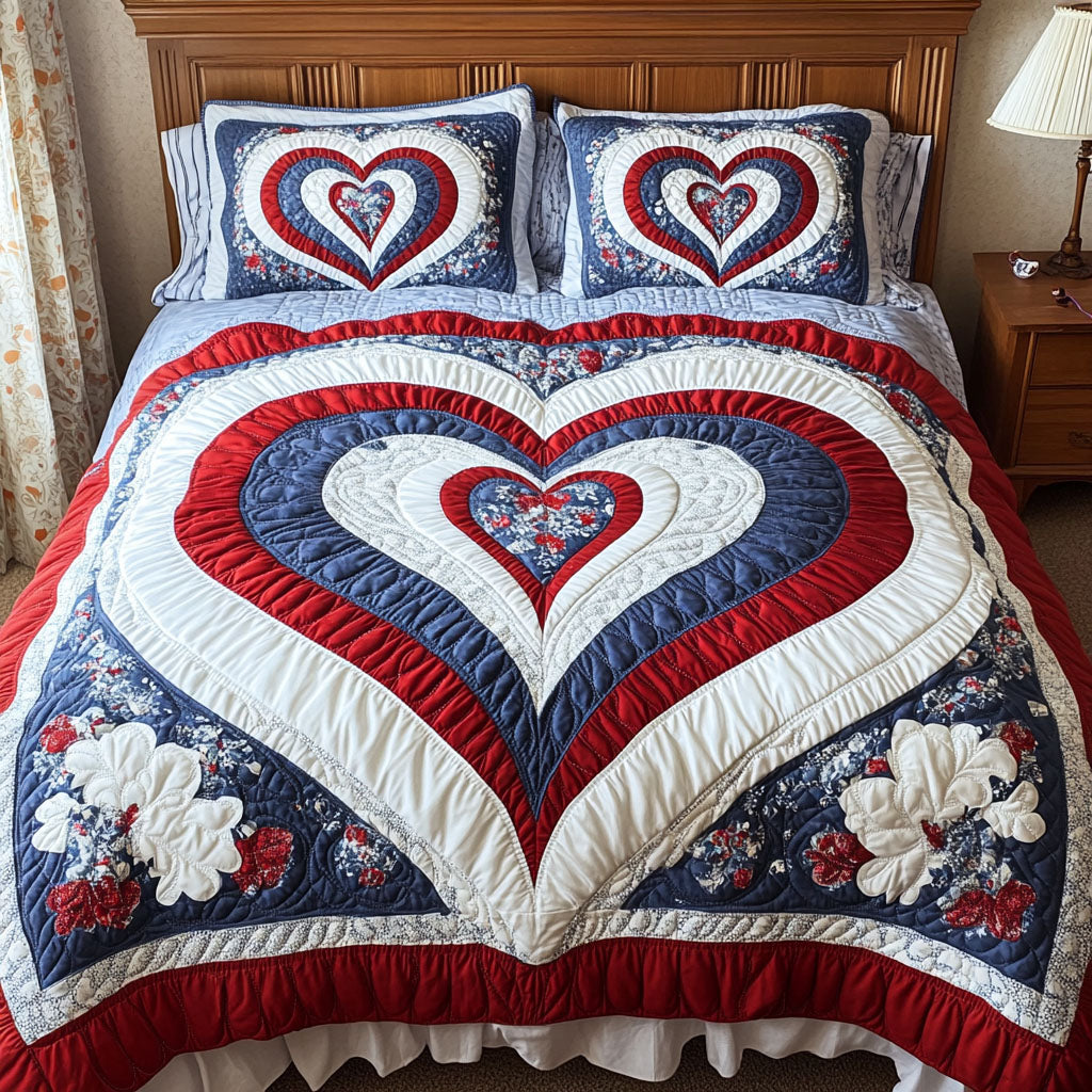 Timeless Love Blooms Quilted Bedding Set Comfortable Microfiber Bedding Set for Everyday Use