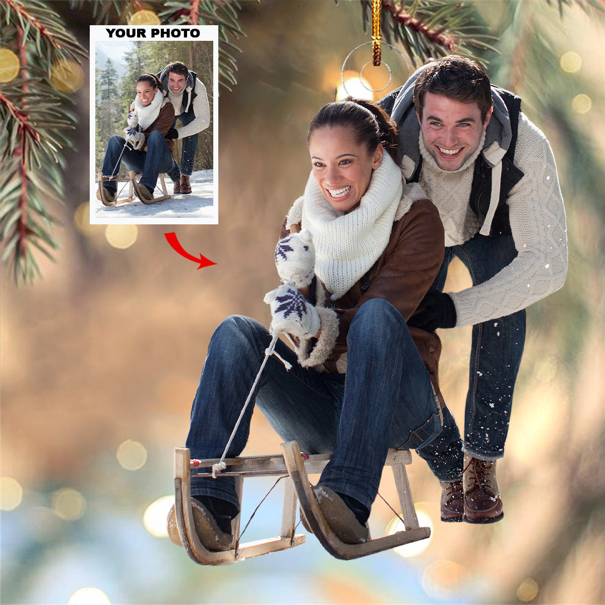 Timeless Love Personalized Photo Mica Ornament Gift For Couple