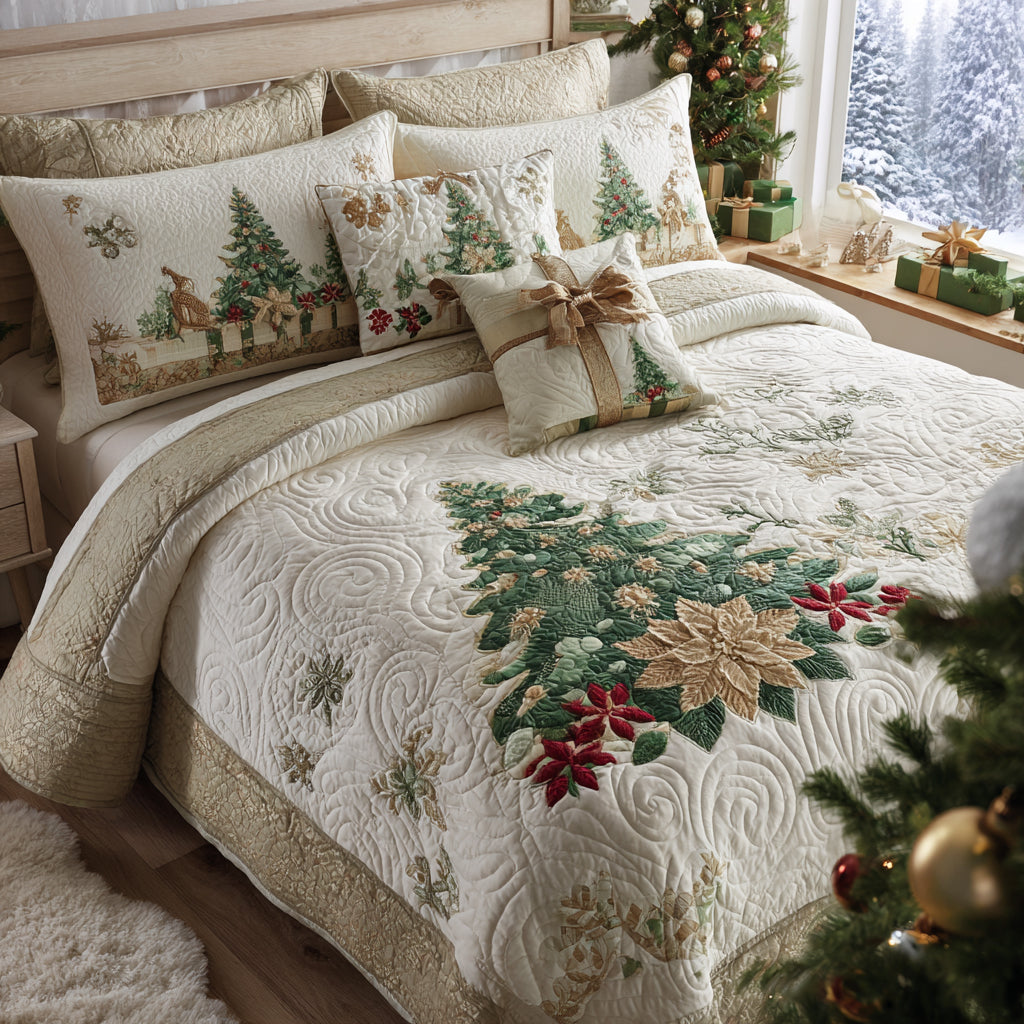 Timeless Noel Quilted Bedding Set Holiday Duvet Cover Set Best Christmas Gifts For Mom