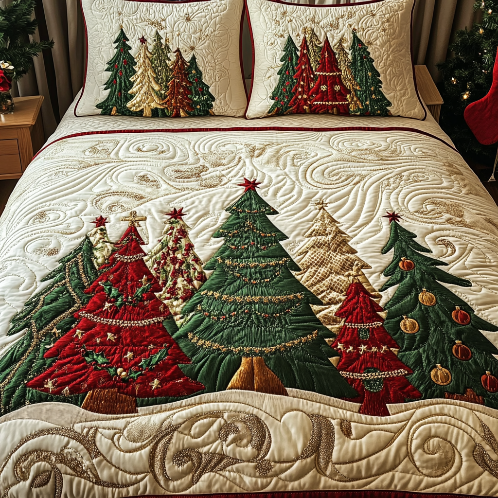 Timeless Noel Quilted Bedding Set Holiday Duvet Cover Set Christmas Gifts For My Wife