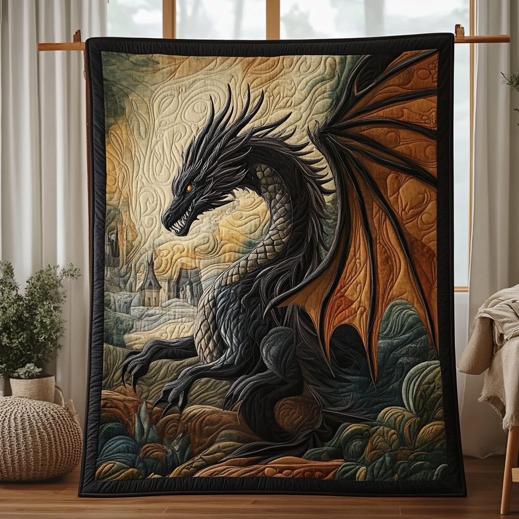Timeless Scales Quilted Blanket Bedroom Decor Christmas Novelty Dragon Gifts