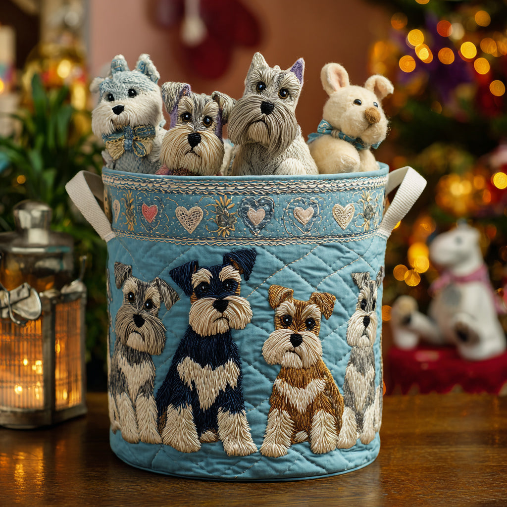 Timeless Schnauzer Quilted Laundry Basket Stylish Laundry Basket with Quilted Texture and Handles