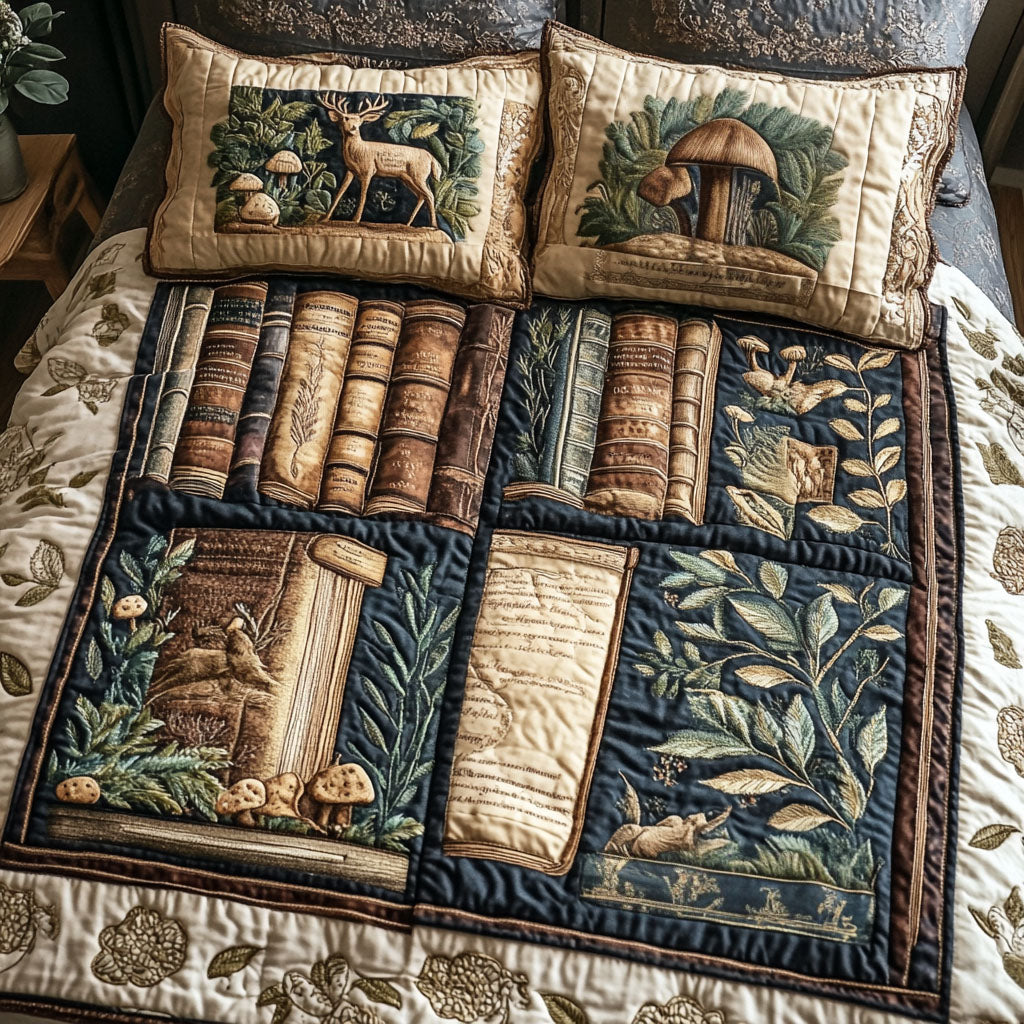 Timeless Tales and Trails Quilted Bedding Set Bedroom Decorations Book Themed Birthday Gifts