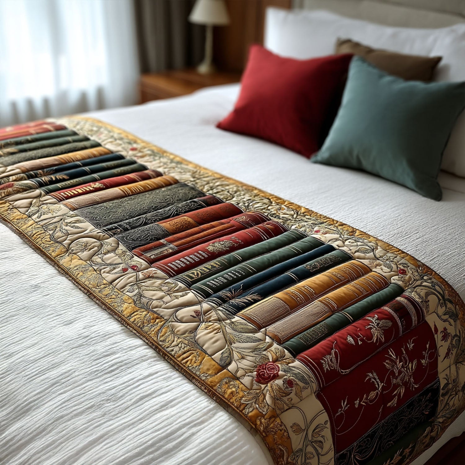 Timeless Tales Quilted Bed Runner Bedroom Holiday Decor Great Book Themed Gifts