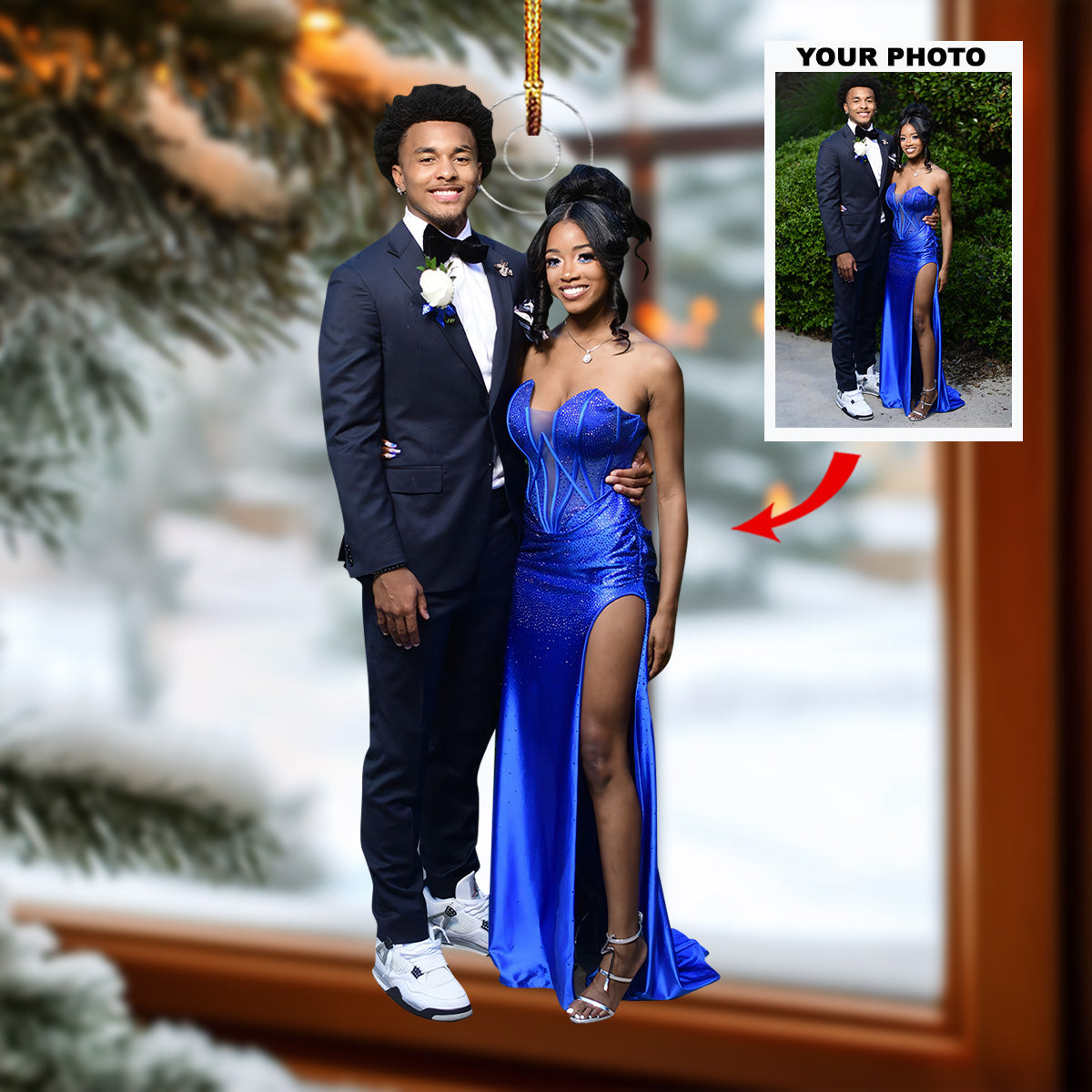 Timeless Together Personalized Photo Mica Ornament Christmas Gift For Couple Members