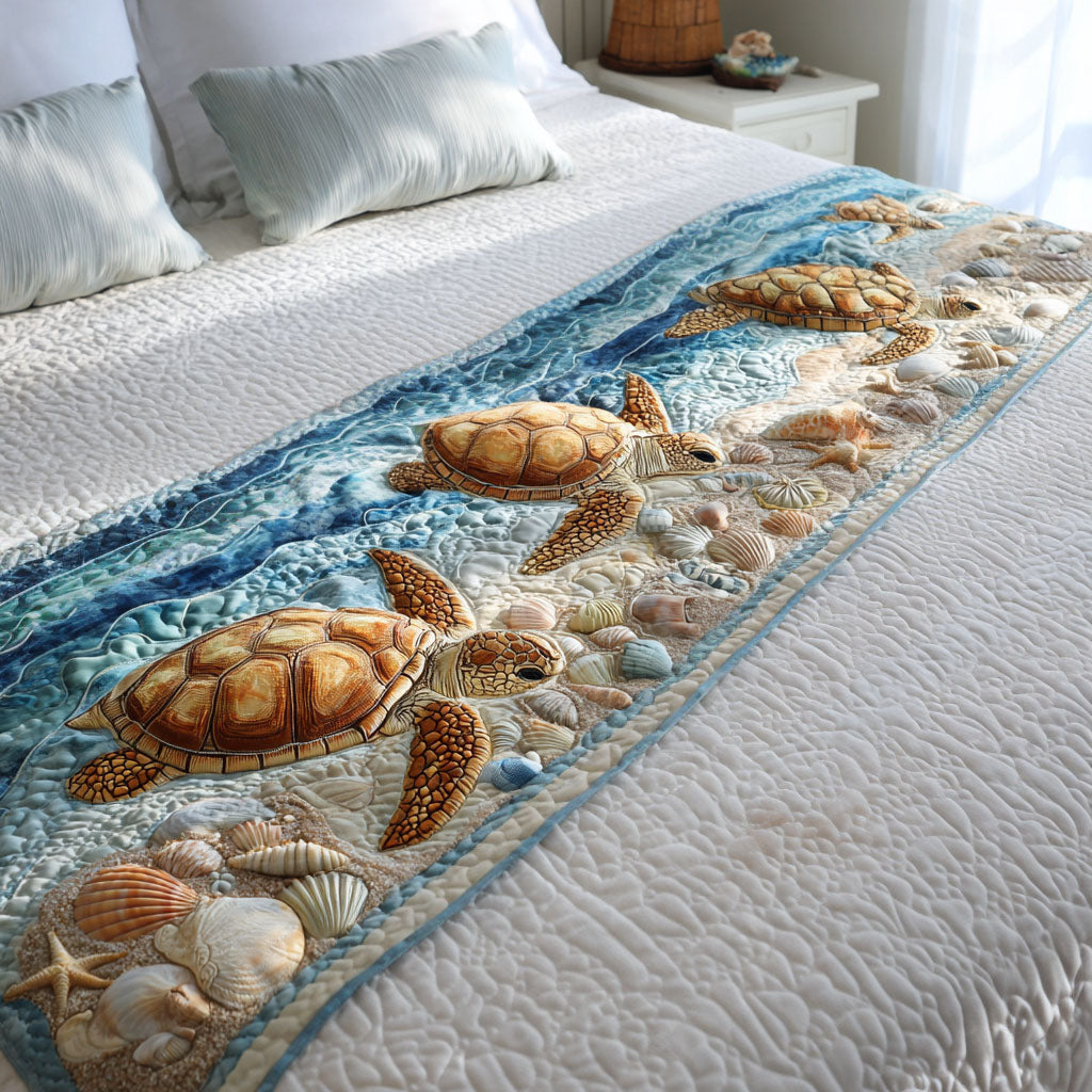 Timeless Tortoise Quilted Bed Runner Bedroom Decor Ideas Sea Turtle Themed Gifts