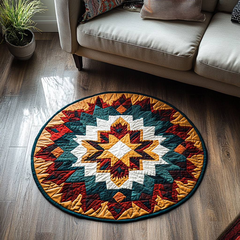 Timeless Tribe Quilted Round Mat Christmas Decor For Entryway Sunflower Gifts For Her
