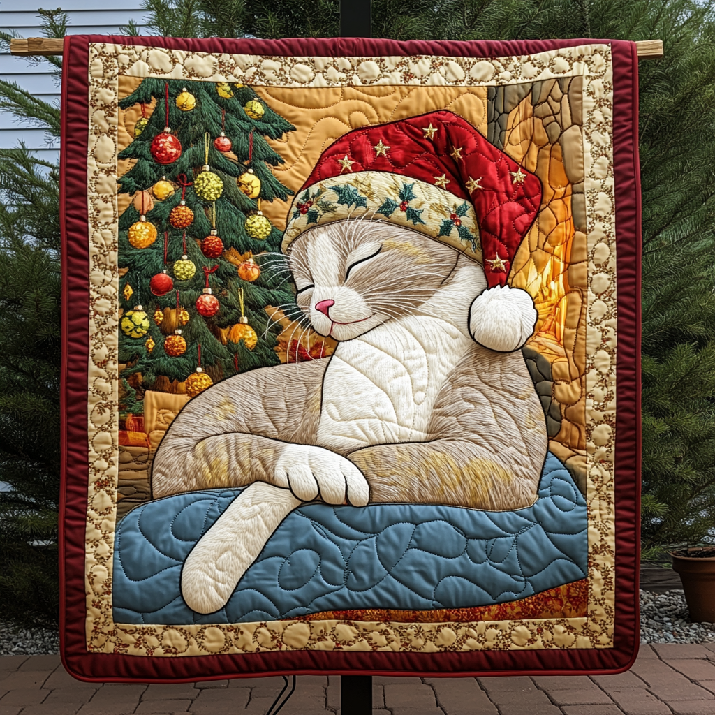 Tinsel And Tails Quilted Blanket Presents For Cat Lovers