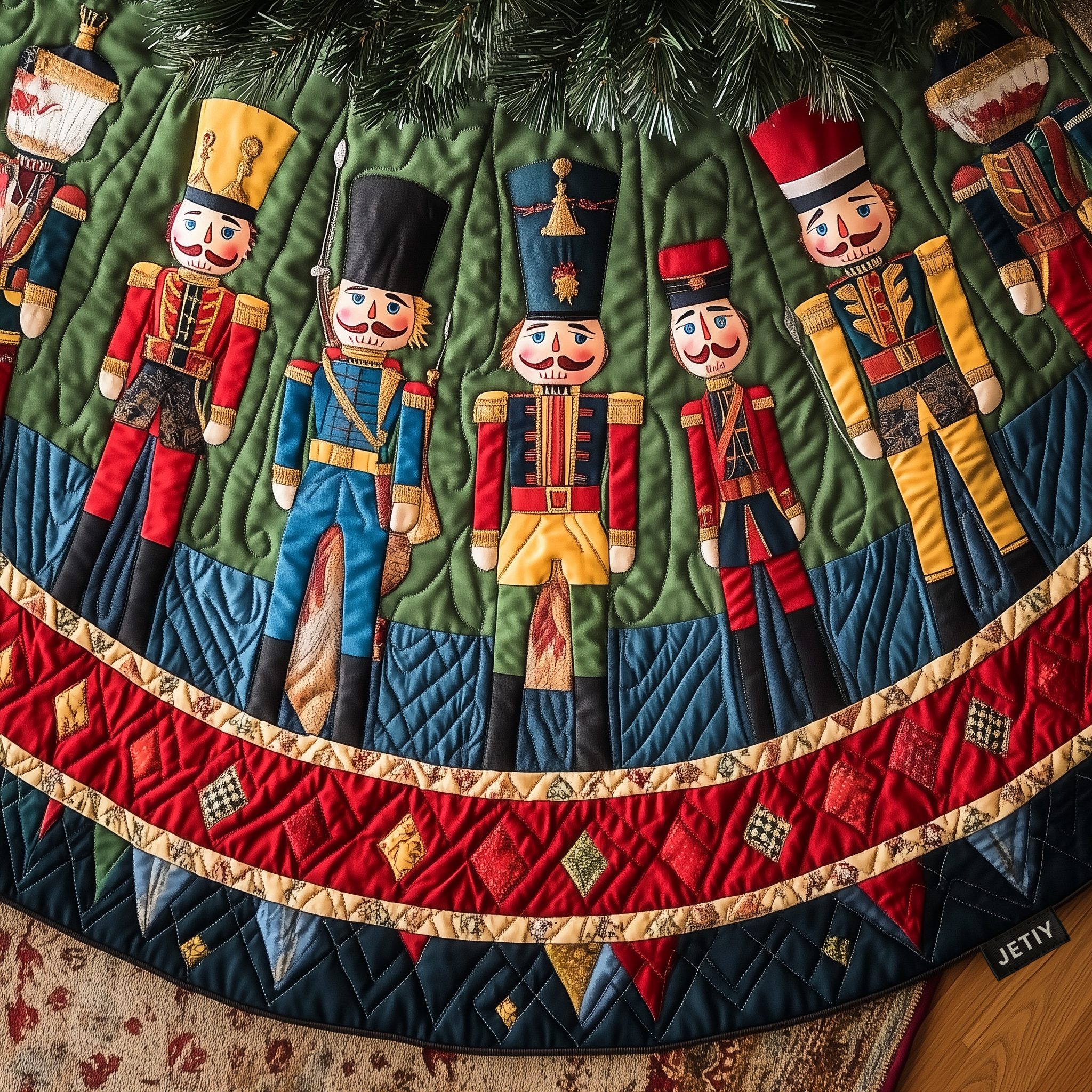 Tinsel And Tidings Christmas Quilted Tree Skirt Perfect Merch Gift Tree Skirt for Holiday Season