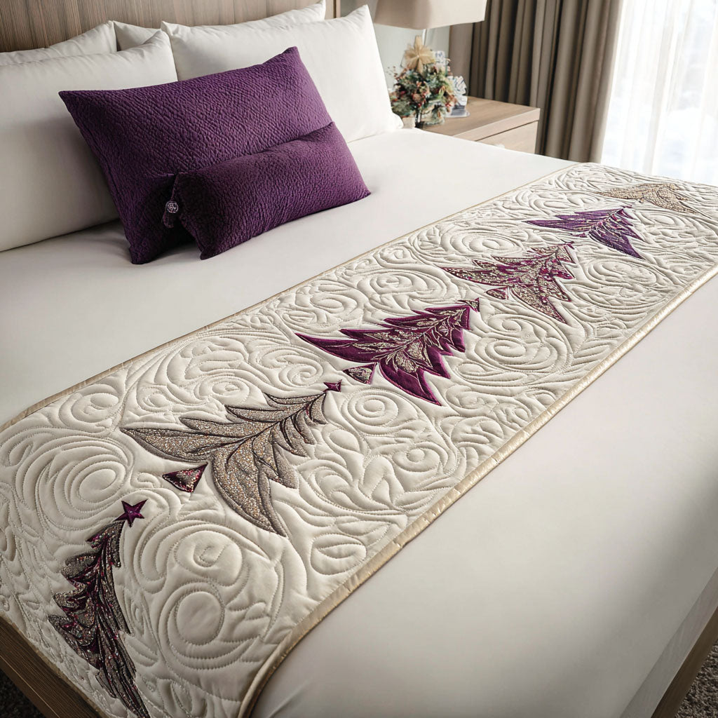 Tinsel Dreams Quilted Bed Runner Bedroom Holiday Decor Cool Christmas Gifts