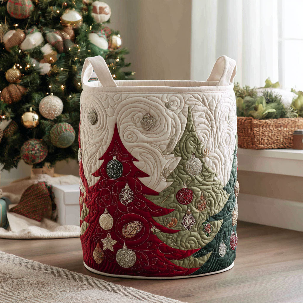 Tinsel Dreams Quilted Laundry Basket Creative Gift For Family