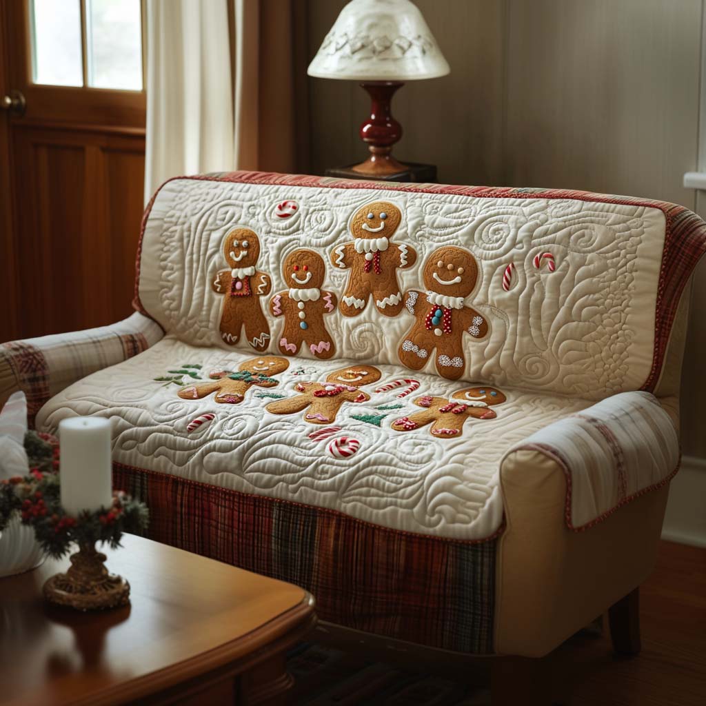 Tinsel Sparkle Quilted Sofa Cover Christmas Living Decor Unique Gifts Family