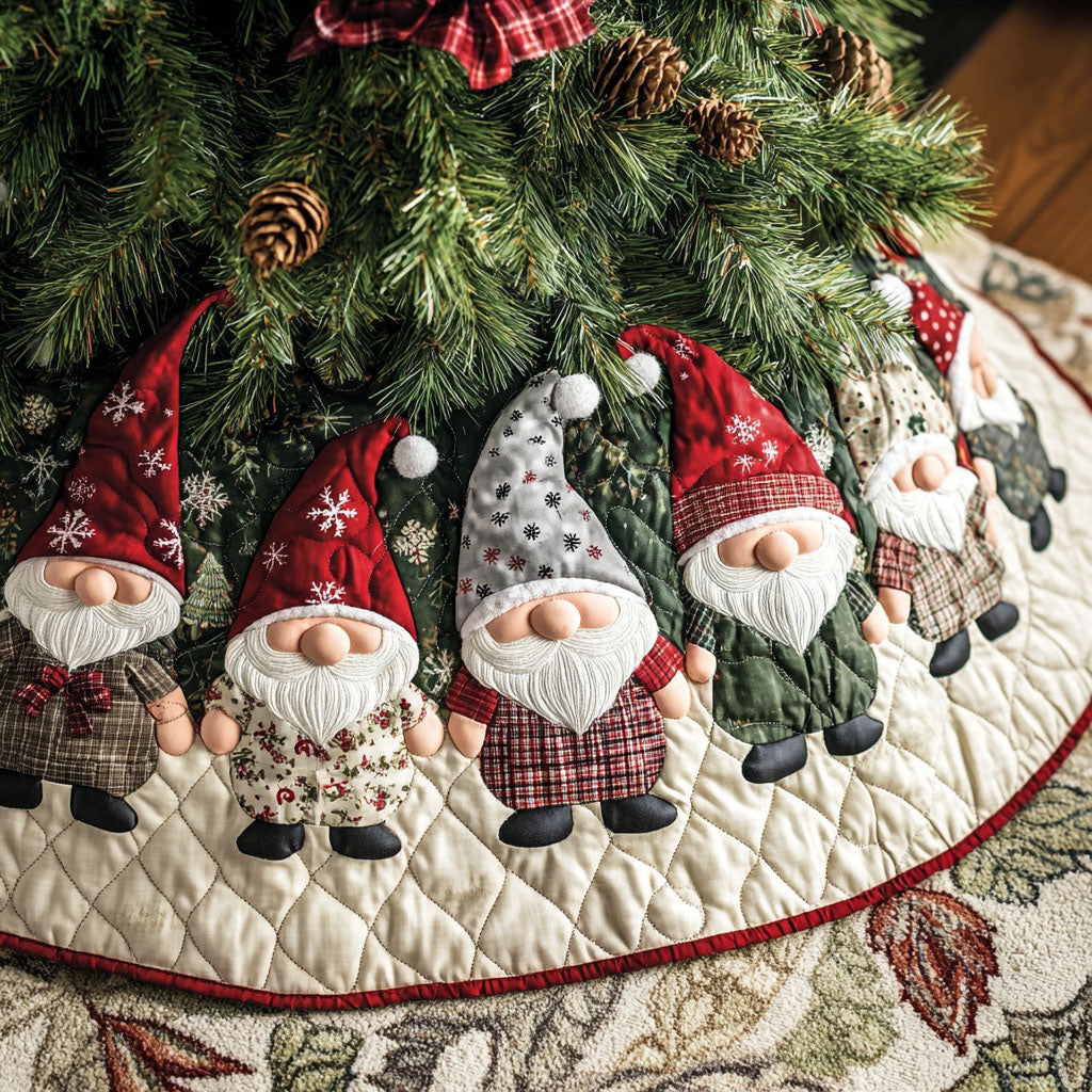 Tinsel Town Tidings Quilted Christmas Tree Skirt Xmas Under Tree Decoration Seasonal Tree Area Decoration
