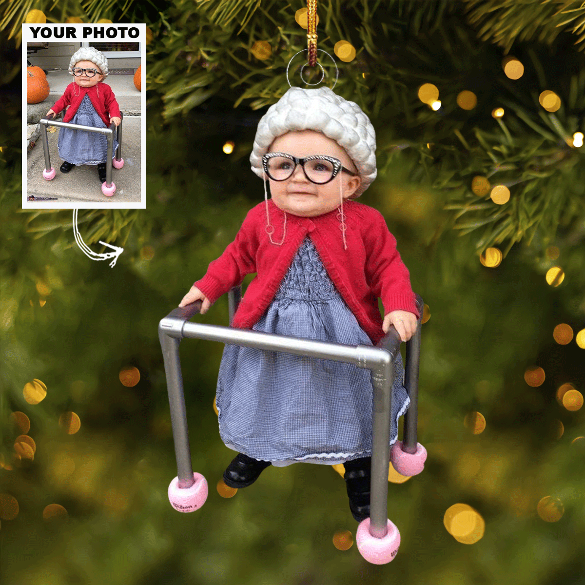 Tiny Blessing Personalized Photo Mica Ornament Gift For Baby Family Members