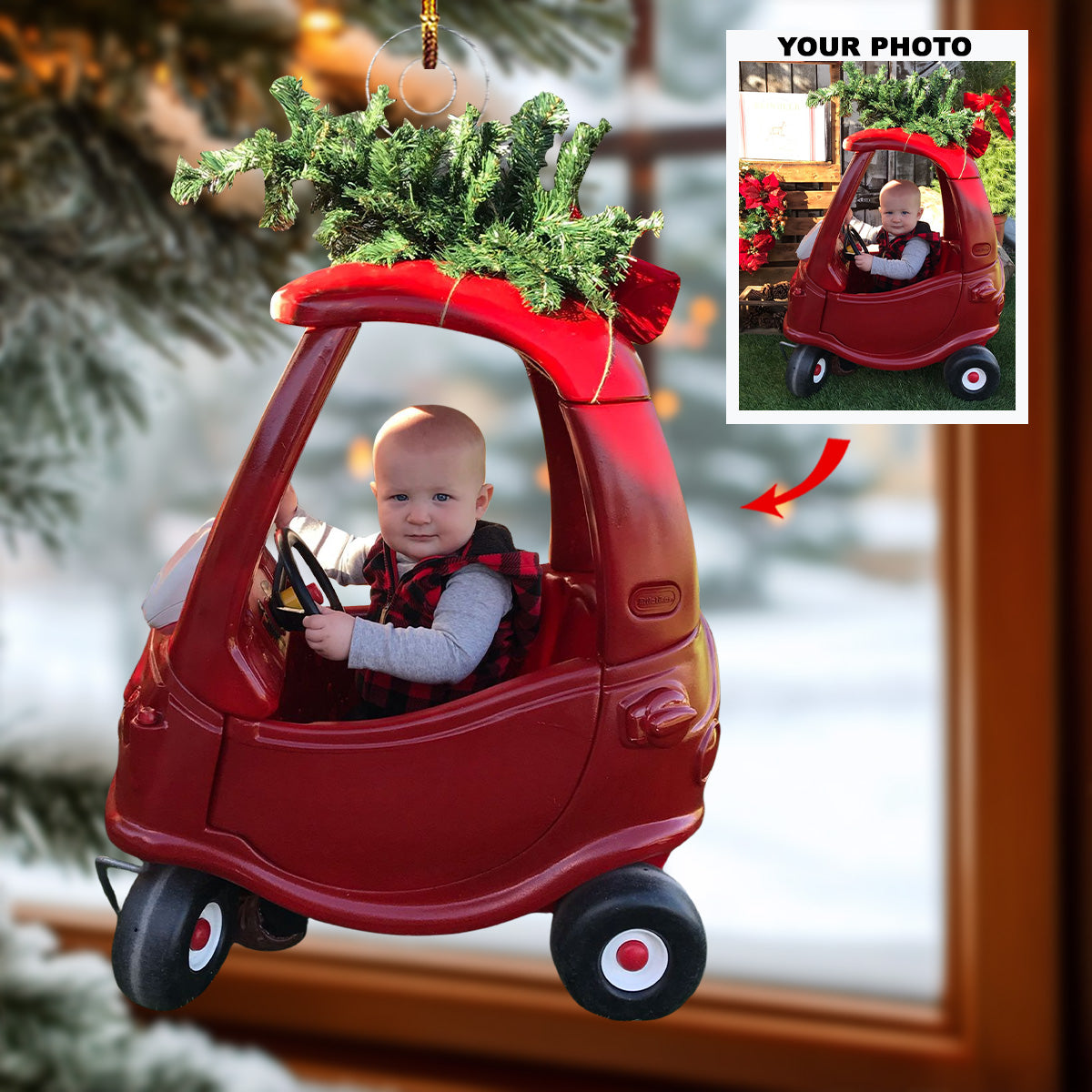 Tiny Drive Personalized Photo Mica Ornament Gift For Baby Family Members