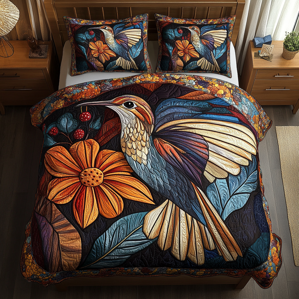 Tiny Jewel Quilted Bedding Set Bed Decorations Hummingbird Feeder Gift