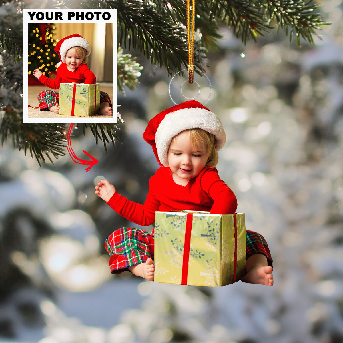 Tiny Joy Personalized Photo Mica Ornament Christmas Gift For Baby Family Members