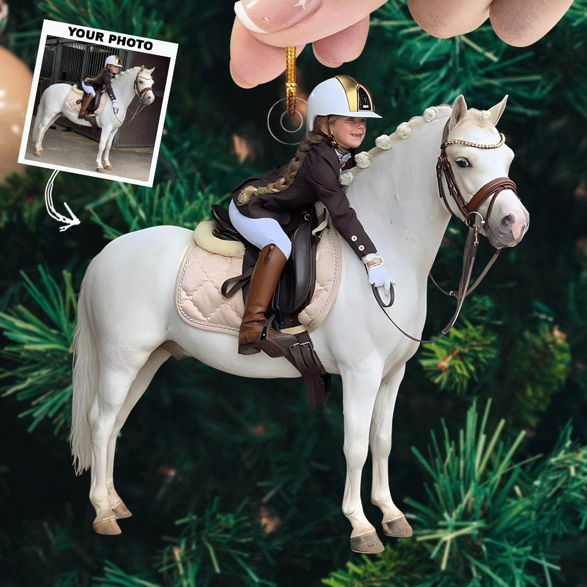 Tiny Rider Personalized Mica Ornament Christmas Gift For Family Family Members