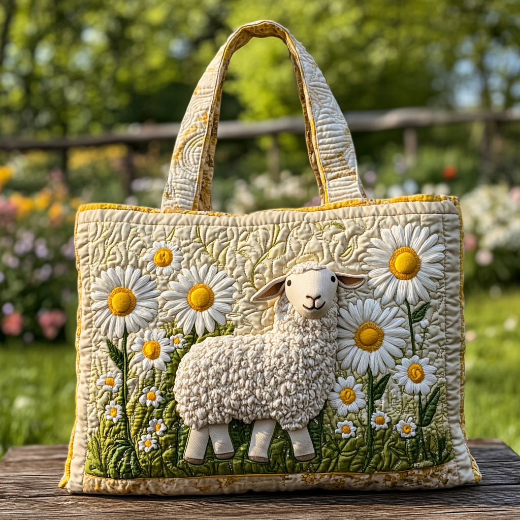Tiny Sheep Quilted Tote Bag Christmas Sheep Gifts