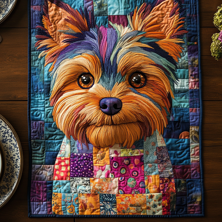 Tiny Terrier Quilted Table Runner Dining Table Decor Ideas Yorkie Gifts For Yorkie Lovers