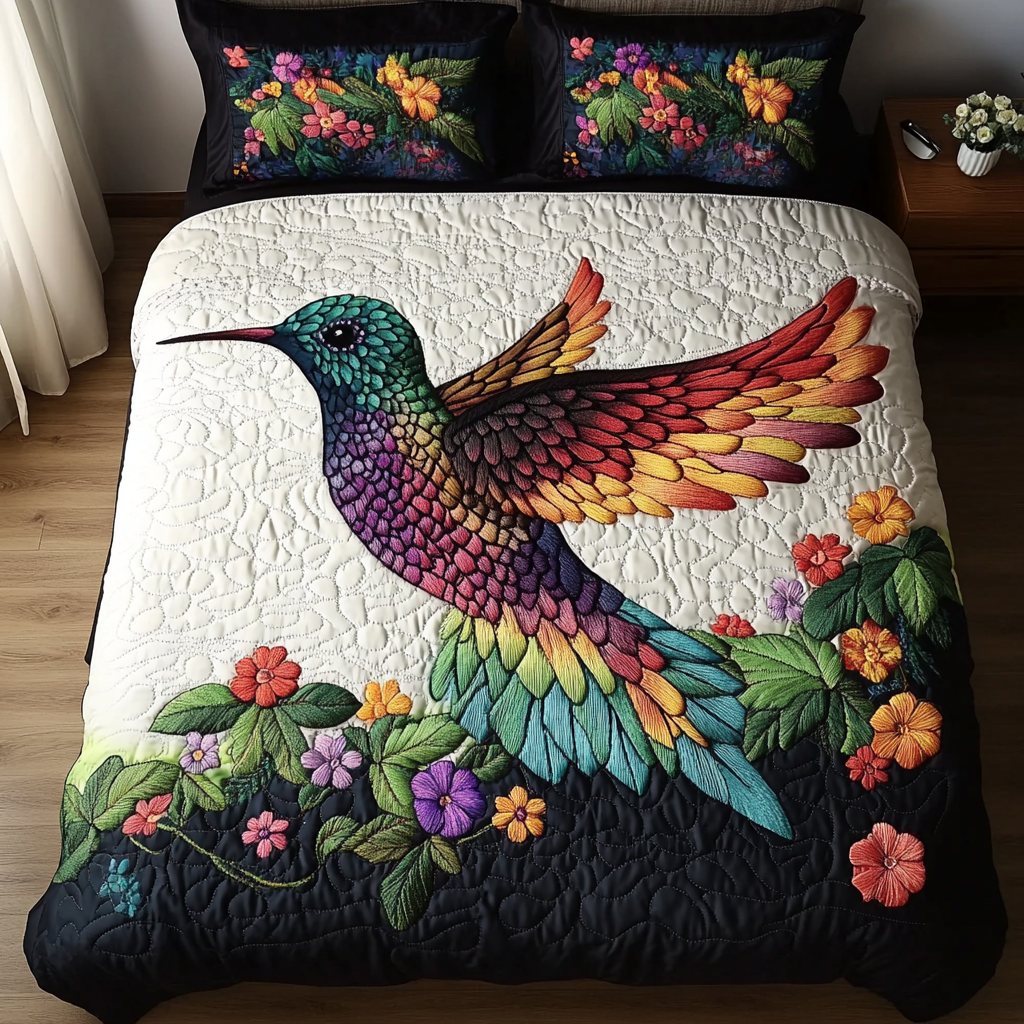 Tiny Wings Quilted Bedding Set Holiday Duvet Cover Set Awesome Gifts For Hummingbird Lovers