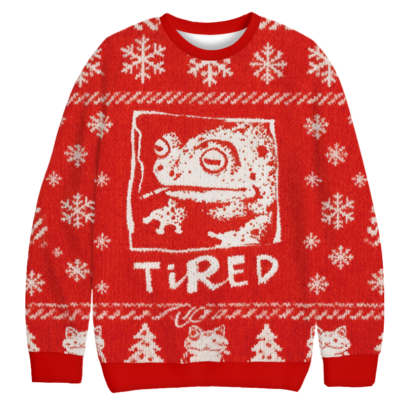 Tired Frog Vintage Christmas Ugly Sweatshirt Christmas Gift For Family