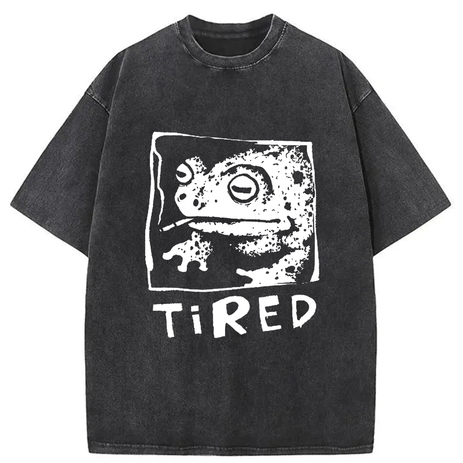 Tired Frog Vintage Washed T-shirt Trendy Everyday Casual Outfit Gifts For Best Friend