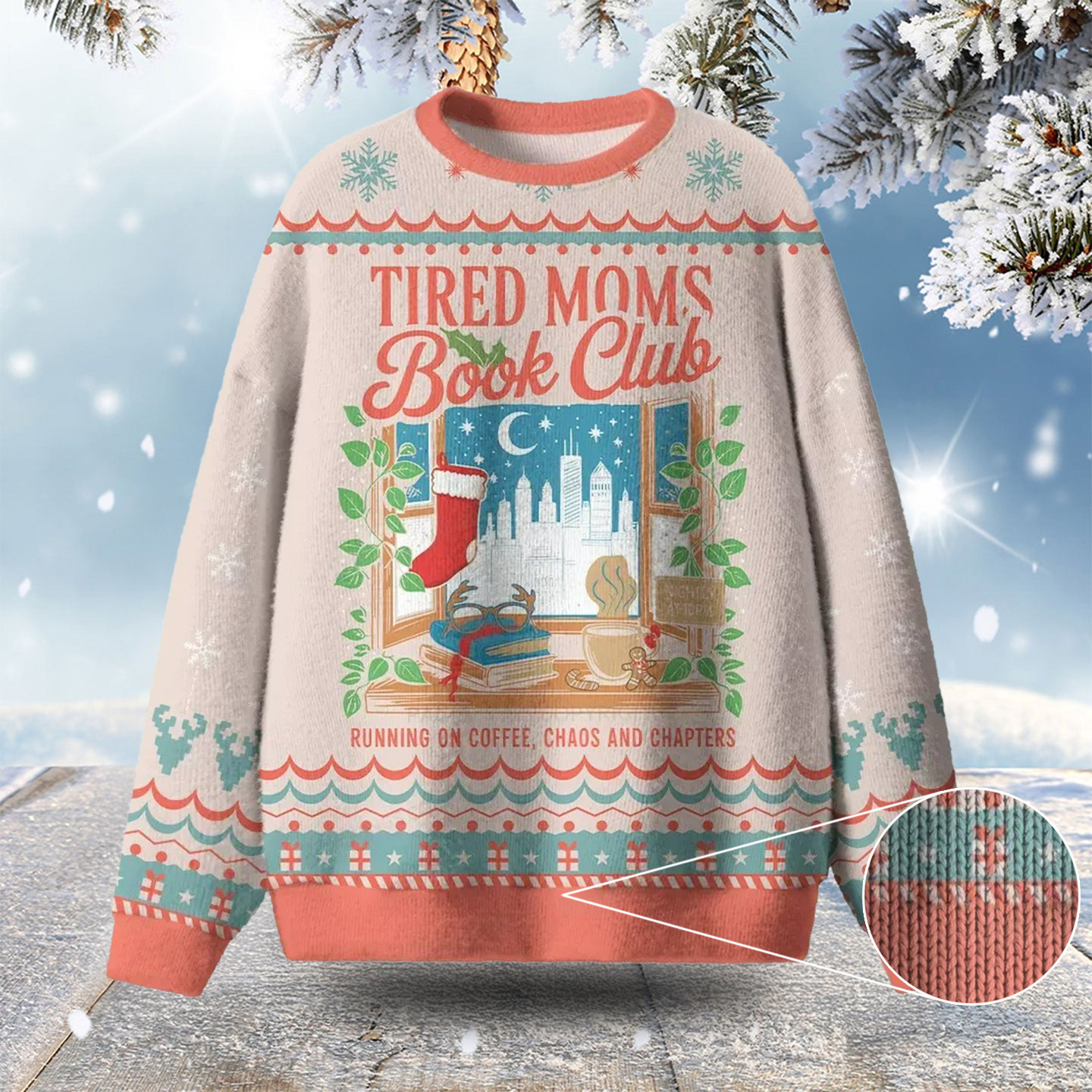Tired Moms Book Club Ugly Christmas Sweater Winter Clothing Christmas Gifts For Mum