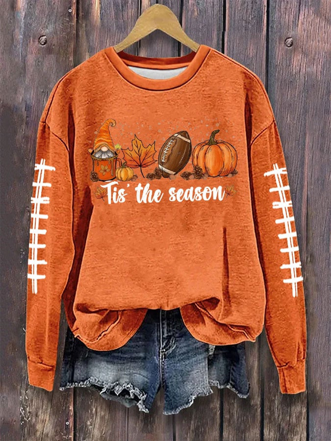 Tis The Season Football Sweatshirt Gnomes Pumpkin Spice Football Sweatshirt Gift