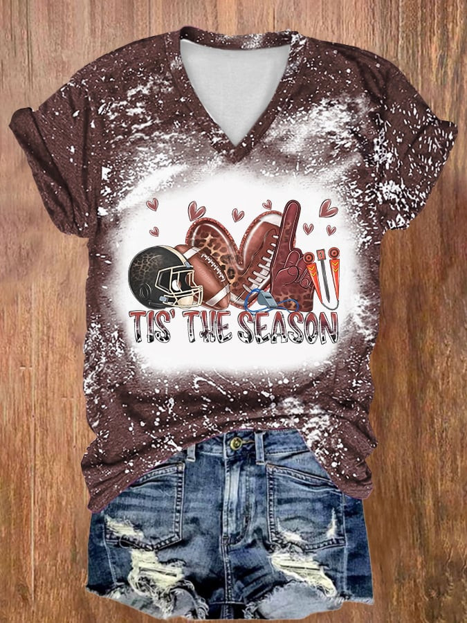 Tis The Season Football V-Neck Shirt Game Day Clothes Gift Ideas For Football Lovers