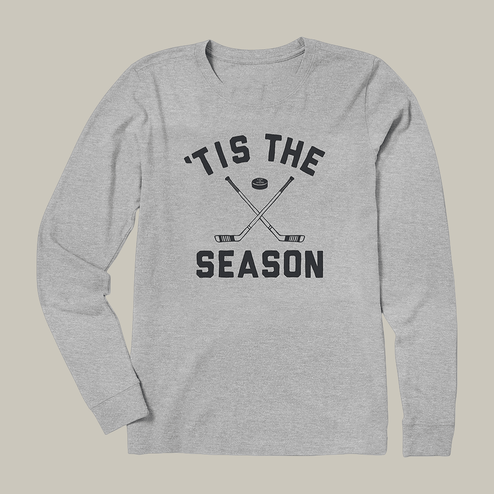 Tis the Season Hockey Long Sleeve Shirt Life Is Good Clothing Hockey Themed Gift Idea