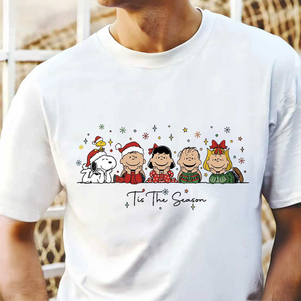 Tis The Season Snoopy And Friend Christmas Cartoon T-Shirt Christmas Gifts For Daughter