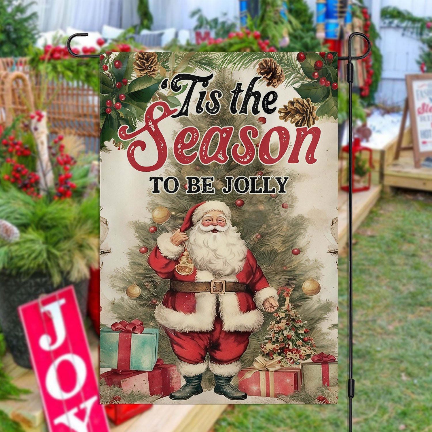 Tis The Season To Be Jolly Christmas Flag Xmas Garden Flag Santa Claus Lovers Gift Ideas