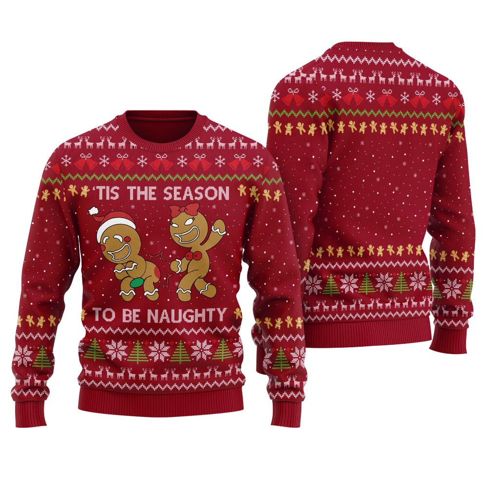 Tis The Season To Be Naughty Cookies Mens Ugly Christmas Sweater Lovely Merch Gift for Cozy Winter Nights