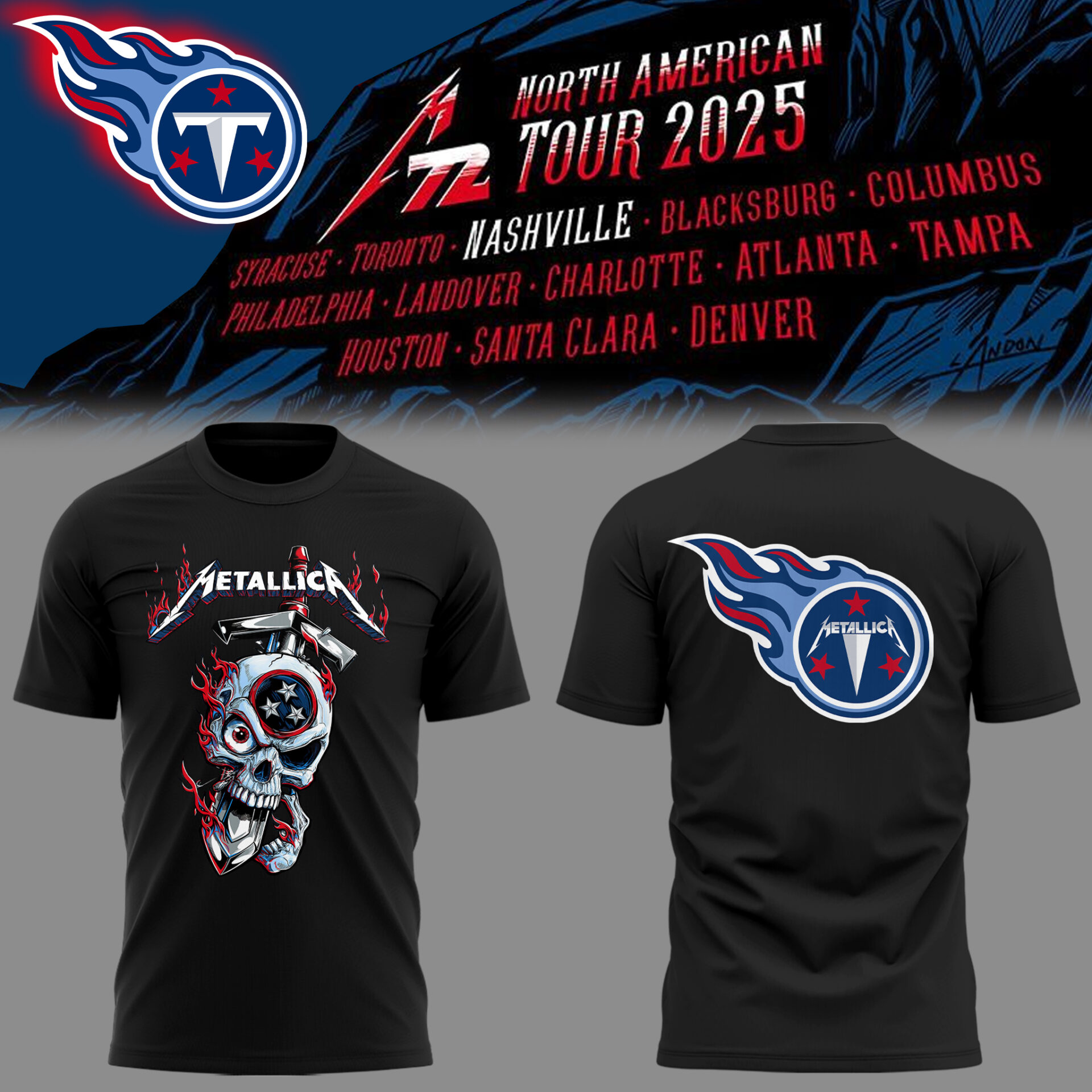 Titans Football Music Concert Black T-Shirt Gifts For Football Player