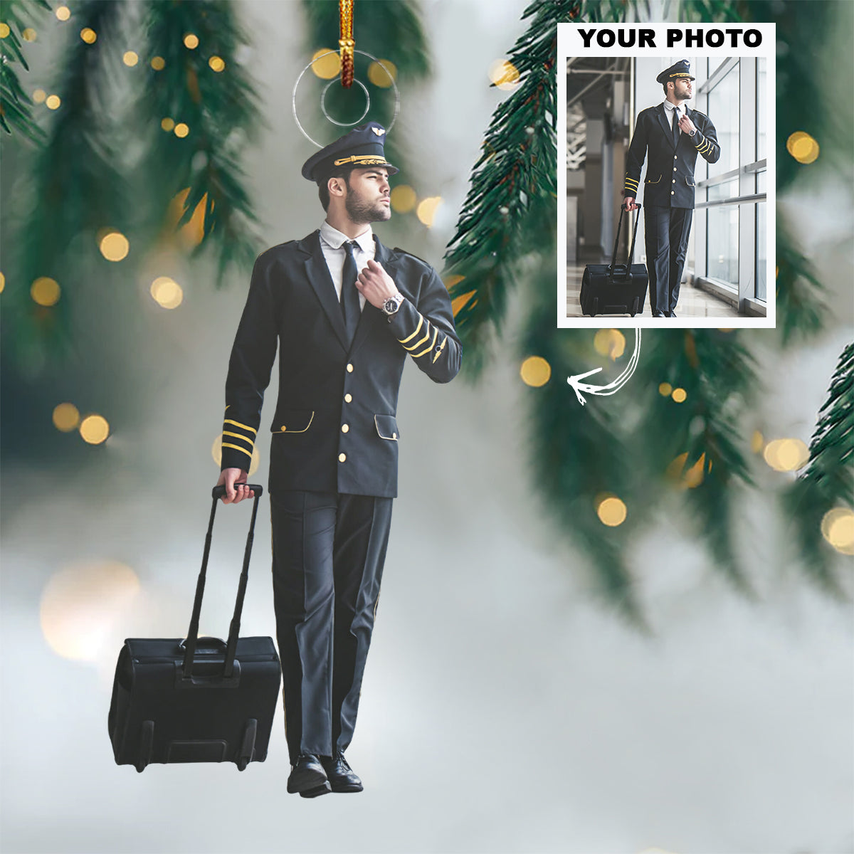 To Fly To Serve To Travel The World Personalized Custom Photo Mica Ornament Christmas
